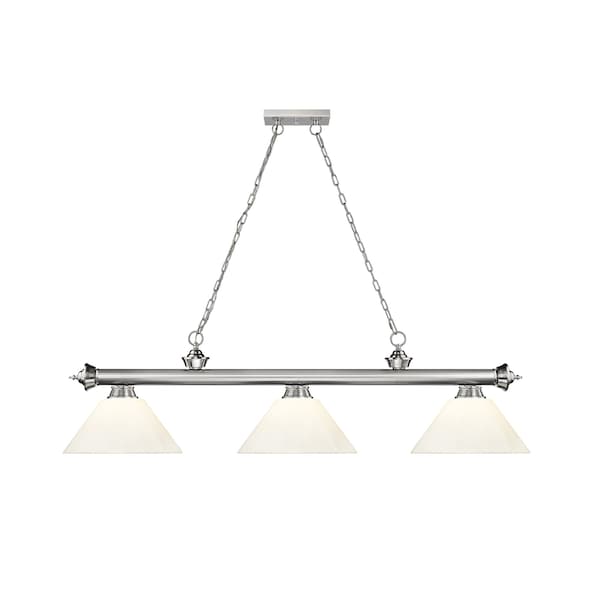 Cordon 3 Light Billiard, Brushed Nickel & White